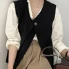 Damesvesten Luxe Vintage Temperamentpakvest Vrouwelijk 2024 Herfst Koreaans Chic Kleine geur Eénknopsvest Losse V-hals Tops