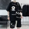 Tute da uomo Tute da uomo Tuta sportiva casual da uomo Ragazzi Moda estiva Waffle T-shirt e pantaloncini larghi a maniche corte 2 Set da due pezzi Abbigliamento Uomo Q240228