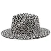 Boinas Fedoras Invierno Mujeres Sombreros Leopardo Estampado A Cuadros Patchwork Para Moda Hombres Fieltro Fedora Sombrero Chapeau Femme