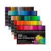 Set di pennarelli per acquerello per 100 colori Penne con punta in nylon a doppio feltro Fineliner Art Brush Tip Marker Colore spot Disegno professionale Comico