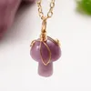 Pendant Necklaces Natural Crystal Mushroom Necklace For Women DIY Jewelry Making Decoration Wire Wrapped Healing Chains Neck O2U0