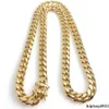 10mm 12mm 14mm Miami Cuban Link Chains Herren 14K vergoldete Ketten Hochglanzpolierter Punk Curb Edelstahl Hip Hop Jewelry267a