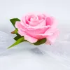 New New 9 White Pink Rose Artificial Flower For Bridal Shower Car Decoration Wedding Door Handle Ribbons Silk Flowers Decor