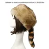 Berets Plush Russian Flat Top Chapéu Inverno Mongol Engrossar Cauda de Guaxinim para Adolescentes Adultos Manter Quente