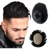 Cheveux humains indiens vierges de remplacement, 6 pouces, 12x17cm, Base entièrement en soie avec périmètre PU, toupet pour hommes blancs