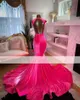 Pink Diamond Hot Prom Dresses for Black Girls 2024 Veet Beads Rhinestones Party Gowns Mermaid Evening Dress Vestidos de Gala 0228