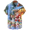 Mannen Casual Shirts 2024 Shirt Kerst Print Korte Mouw Top Hawaiiaanse Revers Knop Voor Mannen Mode Feestkleding T-shirt