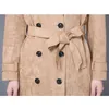 Fashion Buckskin zamszowe płaszcze płaszcze kobiety wiosna jesienna długa płaszcz S-6xl wiatrówki żeński róg podwójny A2841240228
