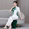 Etnische Kleding 2024 Oosterse Verbeterde Qipao Chinese Nationale Bloem Borduren Folk Jurk Cheongsam Elegant Avondfeest Vestido