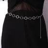 Keychains Punk Women Chain Belt Female Circle Rhinestone Crystal Silver Color Belts Ladies Designer Tassel Waist Chains