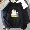 Kvinnors hoodies mops hund svettkläder kvinnor/män kawaii tröjor tecknad tryck hundar grafiska hoodie casual par kläder 2024 estetiska toppar