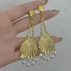 Brincos vintage boho ouro cor concha longa pérola borla gota balançar brincos bohemia charme verão praia jóias para presente feminino 230831