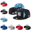 Projektanci wyposażone w kapelusz męskie czapki baseballowe Czapki czarny kolor hip hop haftowy dorosły płaski szczyt dla mężczyzn kobiety pełne zamknięte 7-8