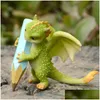 Objets décoratifs Figurines Lucky Magic Dragon Statue Mignon Dinosaure Ornements Miniature Fée Jardin Figurine Micro Paysage Bon Dh0A2