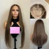 Peruanisches weiches Haar braun mit blonden Highlights Balayage Lace Frontal Perücke HD 32 Zoll lange gerade Lace Front Perücke für Frauen