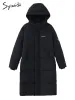 Parka Syiwidii Parka con cappuccio per le donne Autunno Inverno 2023 Nuova moda addensare caldo cappotto solido Chic Casual cerniere allentate giacche lunghe