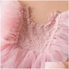 Robes de fille Robes de fille volants bébé filles robe pour l'été 1-5 ans dentelle enfant en bas âge enfants princesse fleur mariages anniversaire Tutu robe Dhx8H