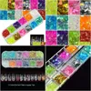 Brillo de uñas 1 Set 12 Color de caramelo Hielo mezclado Mylar Shell Láminas Art Flakes Manicura Nails Tips Decoraciones Diseños 3D Chbgz Drop Deliv DH6NI