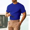 Polos pour hommes 2024 été à manches courtes solide décontracté lâche rayure verticale col rond T-shirt en gros