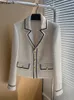Herbst Vintage Frauen Y2k Tweed Jacke Koreanische Temperament Slim Fit Outwear Patchwork Mode Mantel Einreiher Elegante Tops 240226