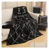 Blankets Black Designer Blanket White Letter Leisure Travel Shawl Office Air Conditioning Er Europe Plaid Gift Box Decorative Drop D Dhay1