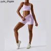Lu Lu Align Outfits Gym Sets Damen Outfits Sets Sexy Rückenfrei Sport Yoga Lemon LLs BH und Shorts mit 2 Taschen Trägt Trainingskleidung Fitness