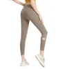 ALOLULU Lycra tissu couleur unie Leggings femmes pantalons de yoga taille haute sport vêtements de sport Leggings élastique Fitness dame pantalons de sports de plein air Leggings