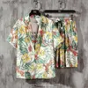 Herrespår Mens Tracksuits Summer Floral Loose Short Sleeve Holiday Suits Male 2 Pieces Set Hawaiian Shirts Beach Shorts Mens Casual Streetwear Q240228