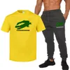 Nya herrespår Summer Men set Fitness Wear Short Sleeved T-shirts Byxor Set Cotton Brand Herrkläder