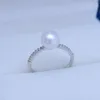Clusterringen Zoetwaterparel 8-9 mms925 zilveren verstelbare ring Perfecte cirkel Bijna vlekkeloos sterk licht