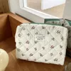 Sacs à cosmétiques de voyage pour femmes, sac de maquillage à fermeture éclair, sac de maquillage en coton matelassé pour dames, imprimé Floral, rangement de grande capacité