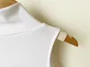 Tasarımcı Kadın Tankları Yüksek Yakalı Anagram İşlemeli Pamuk Karışık Tank Tops Şort Kırpılmış Vintage Fitness Yelek Yoga Tee Tişört Katı Elastik Femme Takım Seks