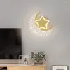 Vägglampa akryl ljusmåne stjärna dimmable guld modern minimalistisk klocka lyxig design kreativ hem dekoration lampara parade en