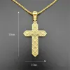 Necklaces Religious Iced Out Bling Cross Pendants Necklaces Women Men Male 14k Yellow Christian Jewelry 240228