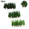 Dekorativa figurer 10st Pine Trees Model Train Railway Building Green Tree For N / OO Gauge Scale Railroad Layout Scenery Dekorera DIY