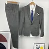 S-5XL Blazer Vest Pants 3-Piece Herr Fashion Boutique Retro Suit Brudgum Wedding Dress Plaid Suit Business Office Suit 240220