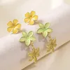 Dangle Oorbellen Koreaanse stijl emaille bloemen drop voor vrouwen handgeschilderde bloemen dames partij bruiloft sieraden cadeau