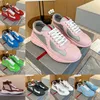 Mens Pradea Casual Shoes Americas Cup Designer Luxury Fashion Patent Leather Low Top Soft Rubber Fabric Trainers Pink Black White Red America Men Sport Sneakers