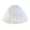 Saias Lolita Vestido Curto Cosplay Anáguas Mulheres Chiffon Branco Diário Fishbone Puffy Mini Saia Ballet Rockabilly Crinoline Underskirt