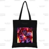 حقائب التسوق Gachigasm Gachi Gachimuchi Women Women Bag Printed Shopper Black Canvas Beach