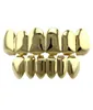 Hip Hop Smooth Hollow Grillz Real Gold Plated Golden Silver Dental Grills Tiger Tooth Jewelry Flera specifikationer6366941