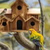 Bo Garden Bird House trä fågelhus för utanför hängning, fågelhus för yttre avstånd, 6 håls handgjorda fågelhus