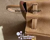 Genuine Leather Handbag l Directors Hand Bag 25cm Gold Brown Earth Yellow Camel Gold Togo Cowhide Buckle