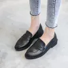 shoes Large Size Oxfords Shoes Woman White Leather Flats Preppy Students Shoes Casual Slip On Derby Lady Loafers College Girls Bullock