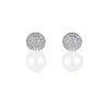 Baumeln Ohrringe 2024 Luxus Micro Gepflasterte Zirkon Perle Ball Drop Für Frauen Elegante Party Mode Ohrringe Brincos Geschenke