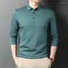 Polos pour hommes Top Grade Mercerized Cotton à manches longues Polo-shirt Spring Automne Business Casual Classic Classic Color Couleur