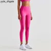 Lu Lu Pant Yoga Outfit Tinta unita Vita alta Bordo antirollio Sport Align Limoni Pantaloni Collant Corsa Abbigliamento da palestra Leggings da allenamento Donna Fintess Pantaloni push up