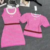 Striped Vest Dresses Knits Tees Womens Clothing Designer Badge Knitted Dress Short Sleeve T Shirts Tops