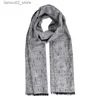Шарфы Дизайнерский бренд серебристо-серый зимний деловой мужской шарф мягкий полосатый клейкий смешанный шарф A3A18900 Q240228