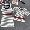 Striped Vest Dresses Knits Tees Womens Clothing Designer Badge Knitted Dress Short Sleeve T Shirts Tops